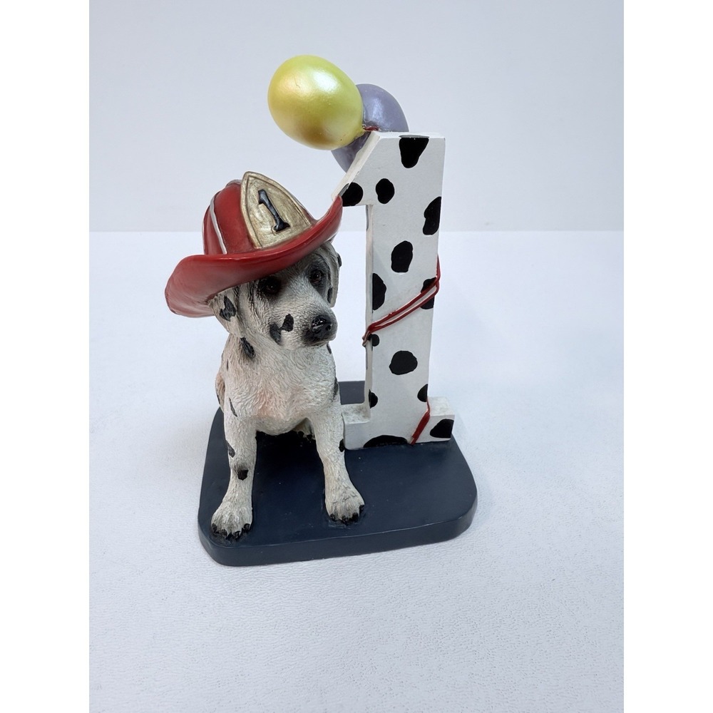 Red Hats of Courage Year 1 Birthday Firefighter Dog Dalmatian Cake Topper